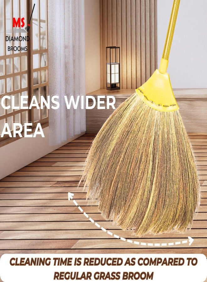 MS DIAMOND Angle Shaped Less Dust Grass Hard Floor Broom, Longhandle Wooden Jhadu for Home Cleaning (1) - Image 3